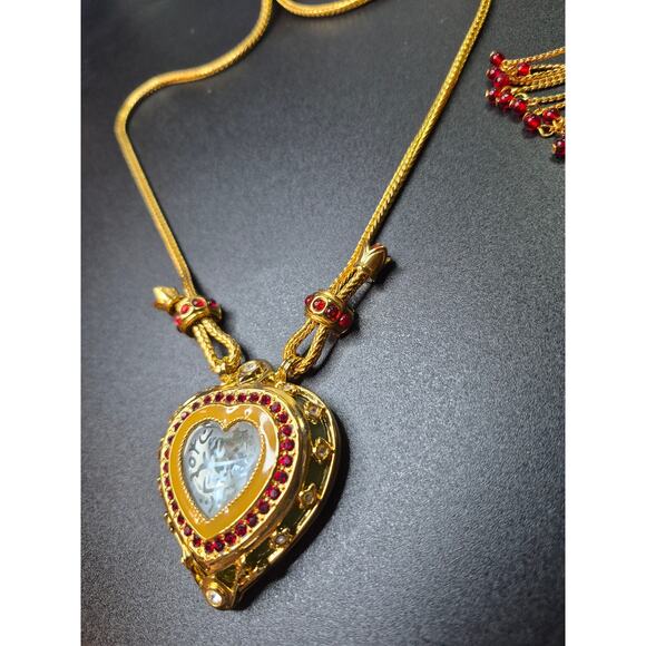 Elizabeth Taylor for Avon Shah Jehan Taj Mahal Heart Necklace Gold-Tone Ruby - Picture 7 of 15